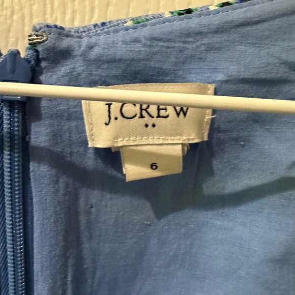 J. Crew Blue Scalloped Edge Basketweave Floral Sheath Dress - Picture 6 of 10